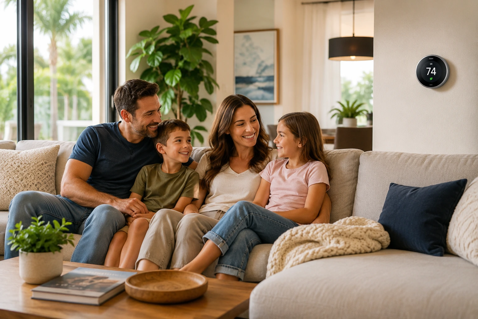 High-efficiency AC system with variable speed motor in a South Florida home