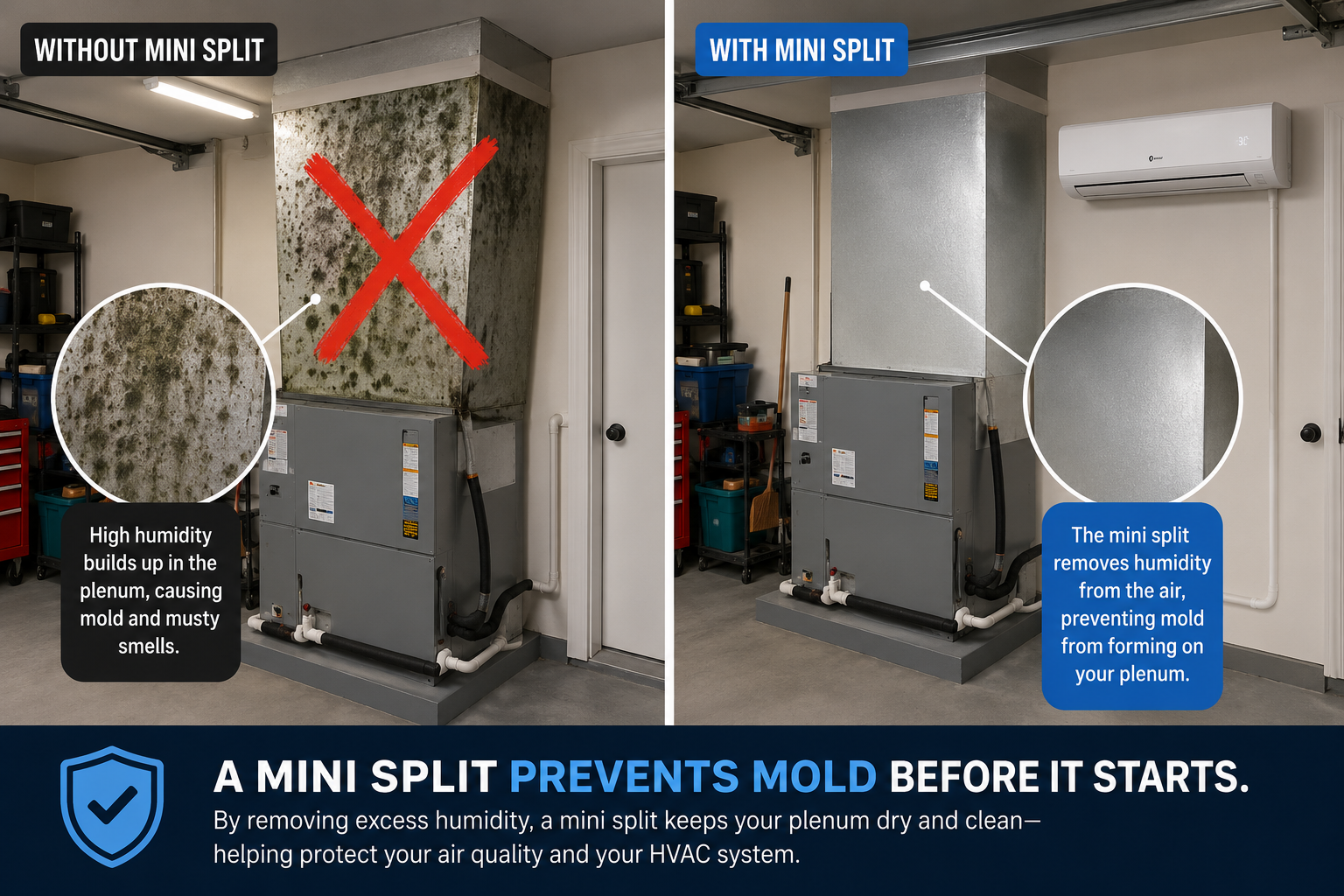 Mini split AC unit installed in a South Florida garage