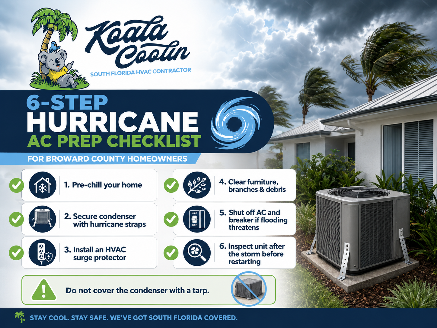 6-step hurricane AC prep checklist for Broward County homeowners