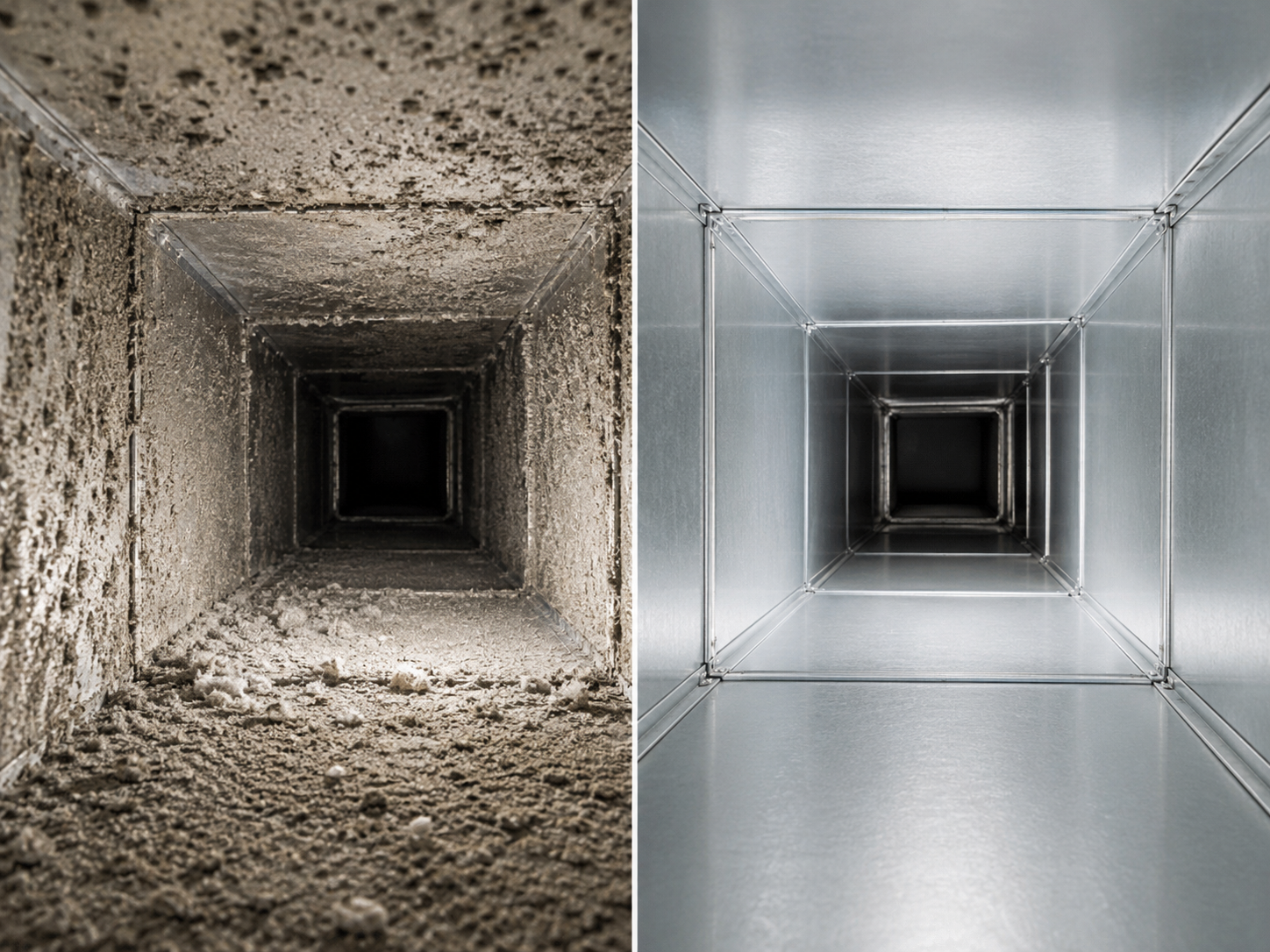 Before and after duct cleaning images